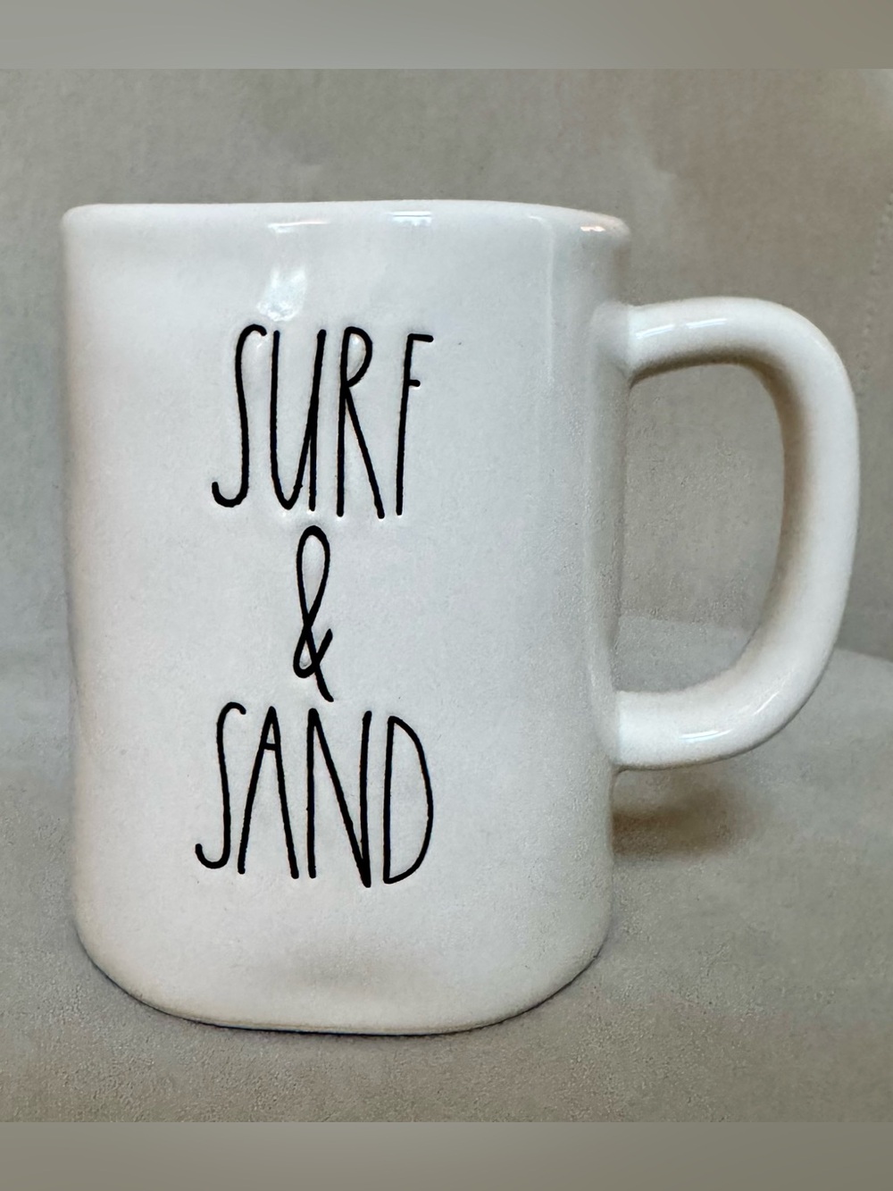 RAE DUNN Rare “Surf & Sand” Mug Magenta “M” Collectible